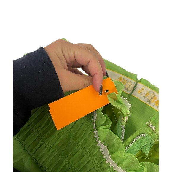 Vintage 1960s Womens Maxi Dress Small Lime Green Smocked A-Line Cottagecore NWT - Picture 5 of 9